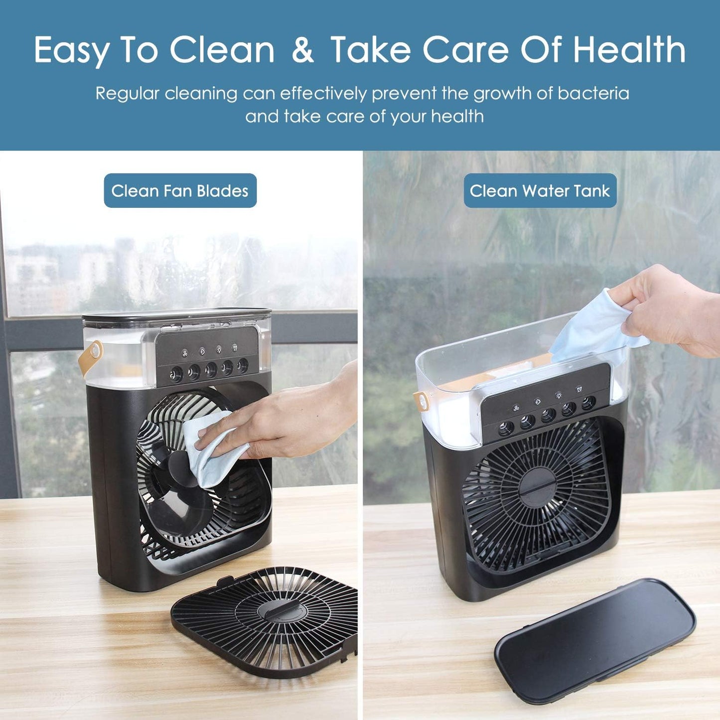 Portable Humidifier Air Cooler Mist Fan Mini Table Fan for Everywhere SAMPHER
