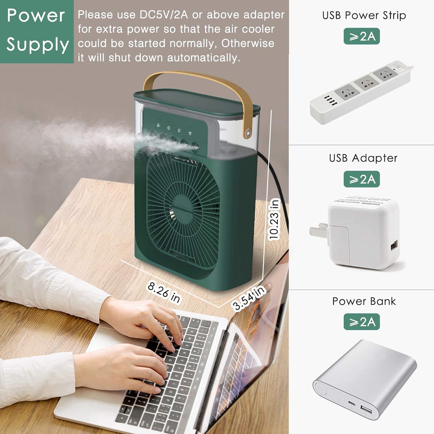 Portable Humidifier Air Cooler Mist Fan Mini Table Fan for Everywhere SAMPHER